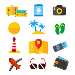  summer and travel  icon set pack, High Quality variety symbols Vector illustration