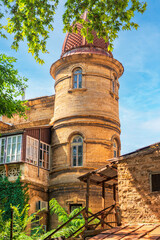 Courtyard with a residential tower of the seaside town