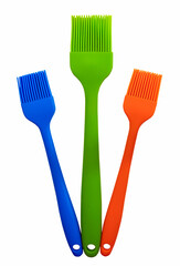 Blue, green and orange silicone basting brushes.