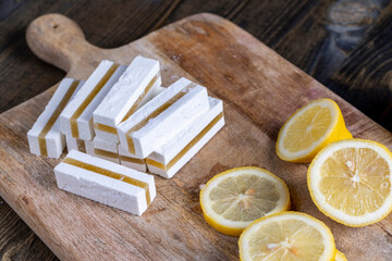 sweet Turkish delight with lemon flavor