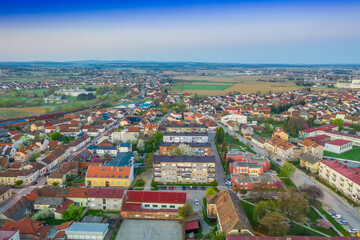 Fototapeta na wymiar Beautiful Bjelovar in spring morning from above