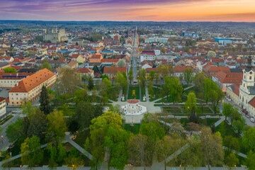 Beautiful Bjelovar in spring morning from above