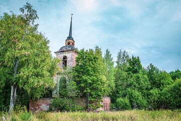 old abandoned Orthodox church in the forest