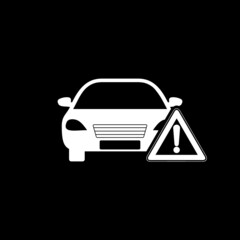 Car warning icon isolated on dark background