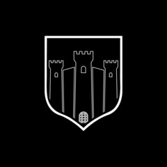 Castle shield icon isolated on dark background