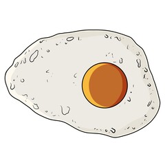 Cartoon illustration of fried egg on white background