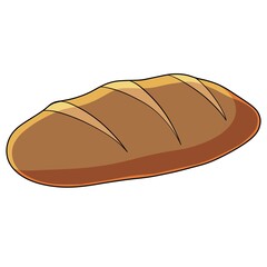 Cartoon illustration loaf of white bread on white background