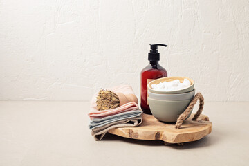 Home cleaning non toxic, natural products. Plastic free, zero waste lifestyle. Flat lay, top view