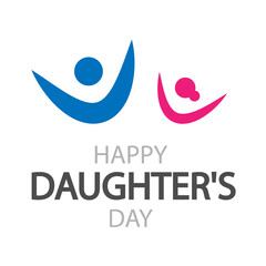 Daughters day fun dad and daughter logo, vector art illustration.