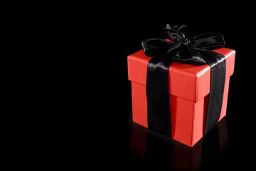 red gift box with bow