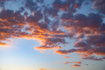 Colorful cloudy sky at sunset.