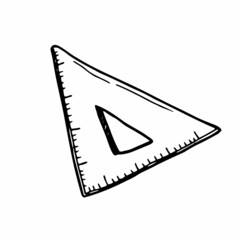 Fototapeta premium Triangular. Ruler. Doodle vector image. Isolated over white background.