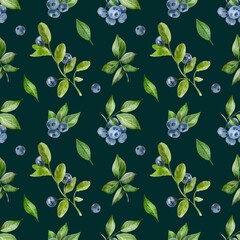 seamless pattern with blueberries 