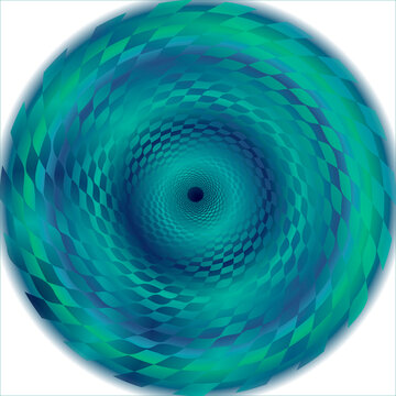 Colorful green-blue spiral - hypnotic background for brochure design, web pages or book covers