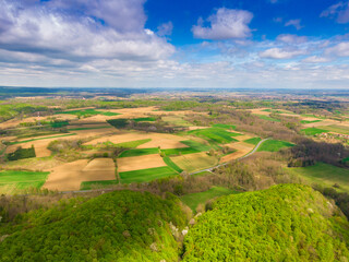 Beautiful Bilogora in spring from above