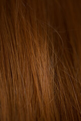 red ginger straight female hair, closeup