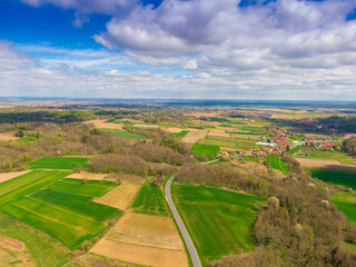 Beautiful Bilogora in spring from above