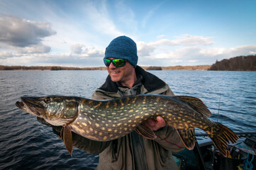 Big pike from the lake - early spring