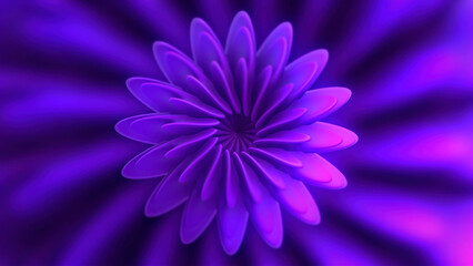 Extraterrestrial lilac shape of a flower with changing petals, seamless loop. Motion. Alien blossoming symmetrical flower.