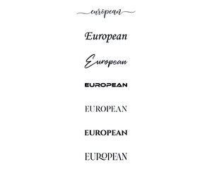 european in the creative and unique  with diffrent lettering style	