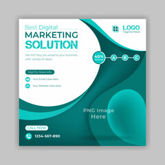 Digital marketing solution social media post design template with white background for any corporate office and business
