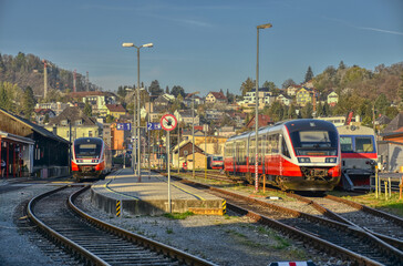 Linz, Mühlkreisbahn, Urfahr, Bahnhof, Bahnsteig, Gleis, Schienen, Endbahnhof, Kopfbahnhof, Signal,...