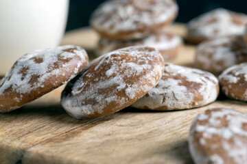 iced sugar gingerbread on a cutting board