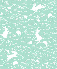 Rabbits seamless pattern. Design for printing on fabric. Mid Autumn Festival design