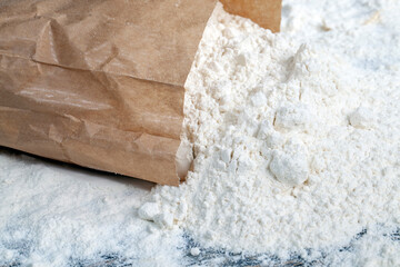 wheat flour from wheat grains on the table