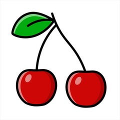 Cherry cartoon icon. Vector editable