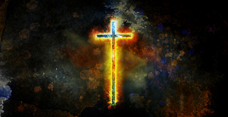 Naklejka premium conceptual cross illustration, background for media