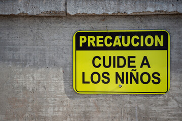 Obraz premium Signage: Caution. Take care of the children.