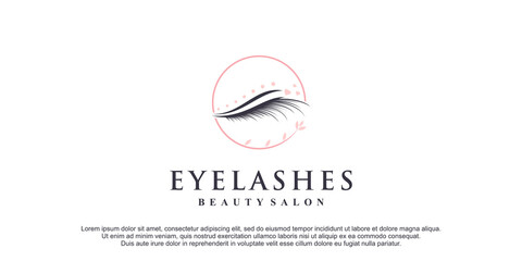 Eyelashes logo design for beauty make up with creative element Premium Vector