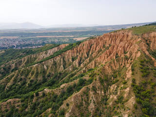 Fototapeta premium Aerial view of rock formation Stob pyramids, Bulgaria