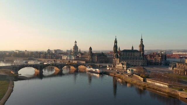 Dresden city center. View of the city of Dresden from above. 	