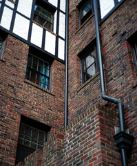 City architecture & neighborhood. Washington, DC brick building. Urban & nature