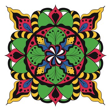 Round and square shape fathers in art form or madala ornaments.