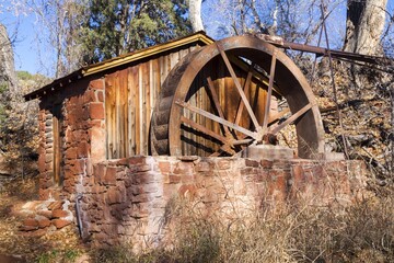 Old Wooden Water Wheel at Crescent Moon Ranch Provincial Park, Sedona Arizona