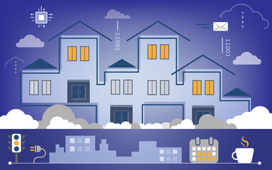 Fototapeta premium iot smart home cyberspaceofthingvectorsmartsmartphonenetwork