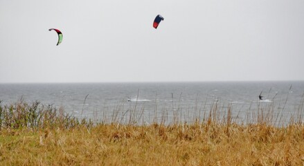 Kiten an der Nordseeküste bei Cuxhaven