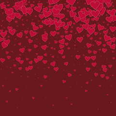 Red heart love confettis. Valentine's day gradient