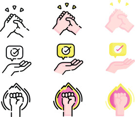Different design icons with black & white, color, and gradient styles. vector illustration