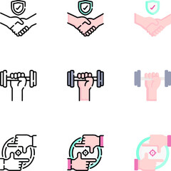 Different design icons with black & white, color, and gradient styles. vector illustration