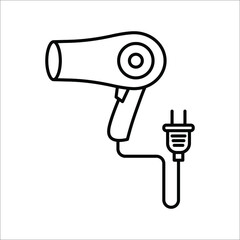 hair dryer line outline icon. vector illustration on white background