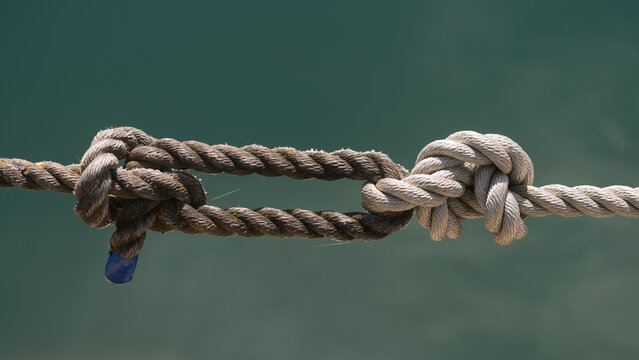 knotty rope on a gray green background