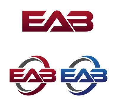 Modern 3 Letters Initial logo Vector Swoosh Red Blue EAB