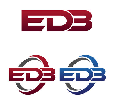 Modern 3 Letters Initial logo Vector Swoosh Red Blue EDB