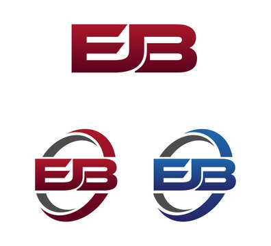Modern 3 Letters Initial logo Vector Swoosh Red Blue EJB