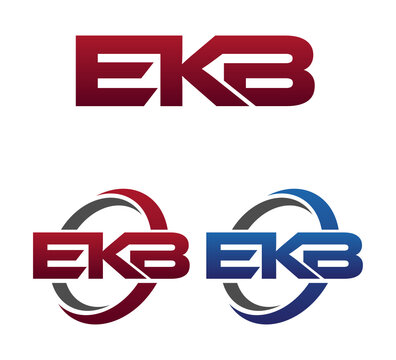 Modern 3 Letters Initial logo Vector Swoosh Red Blue EKB