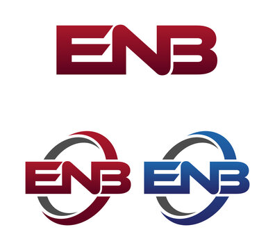 Modern 3 Letters Initial logo Vector Swoosh Red Blue ENB